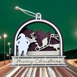 3/$20 Layered Wood Christmas Ornament – Reindeer Towing
